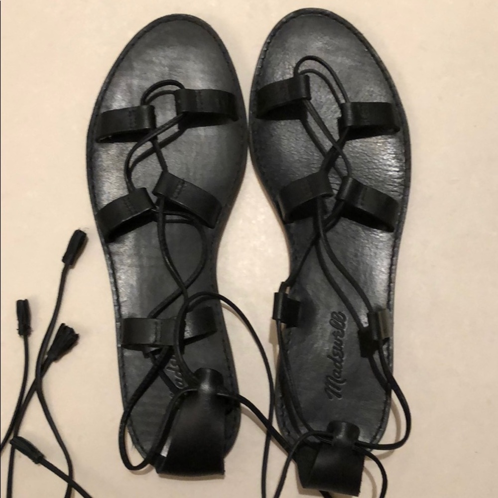 Madewell black tie-up gladiator sandals
